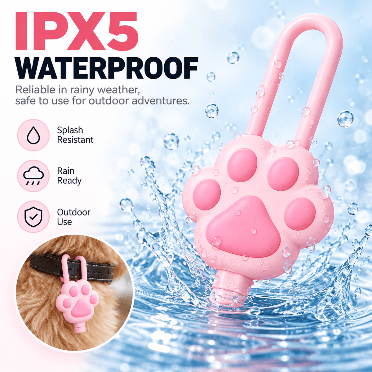 Paw-Shaped LED Pet Collar Light – USB Rechargeable Fursera