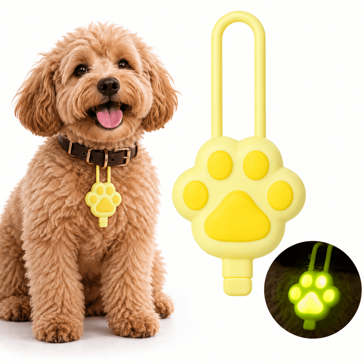 Paw-Shaped LED Pet Collar Light – USB Rechargeable Fursera