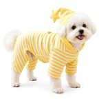 Yellow Striped Pet Pajamas with Star Hood Fursera