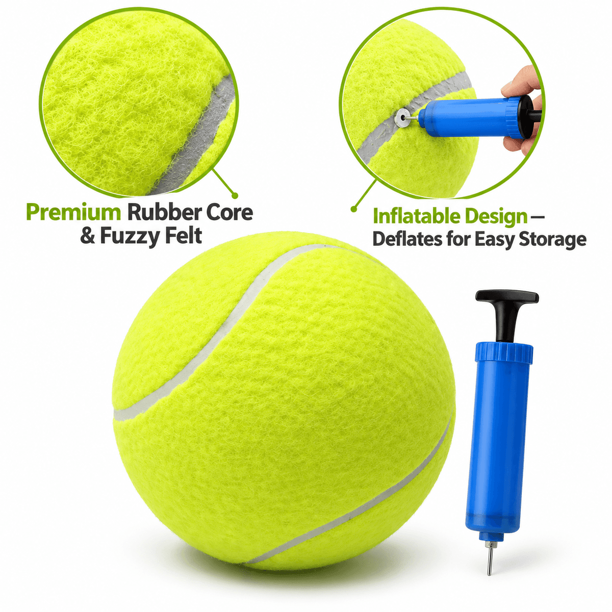 Giant Tennis Ball Dog Toy with Air Pump Fursera