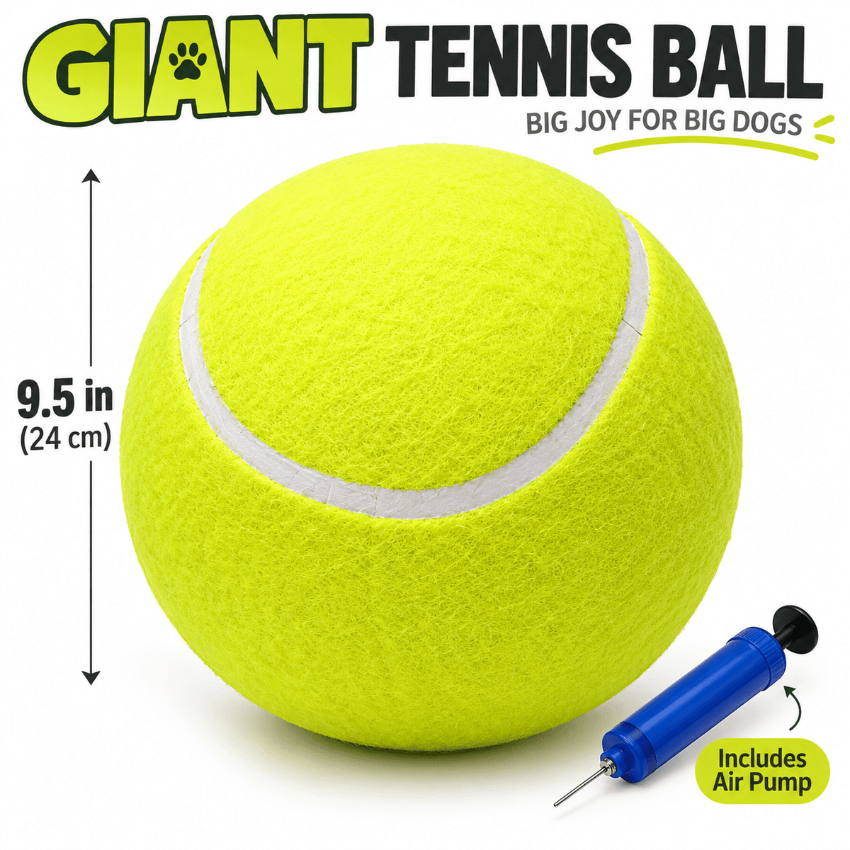 Giant Tennis Ball Dog Toy with Air Pump Fursera