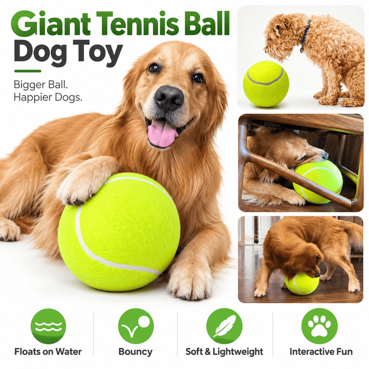Giant Tennis Ball Dog Toy with Air Pump Fursera