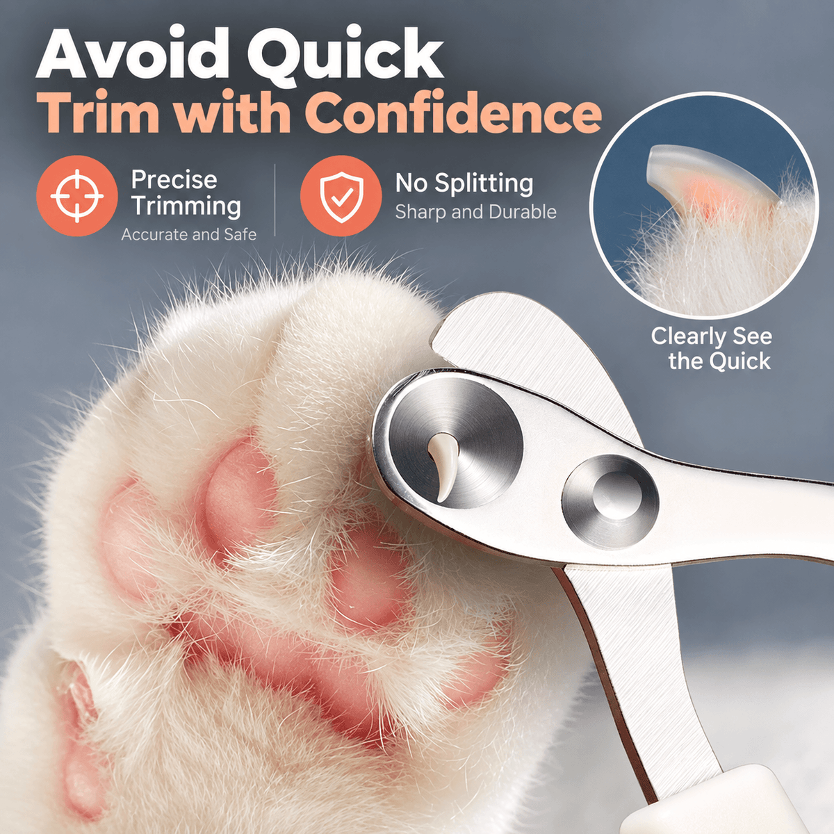 Cat Nail Clippers with Round-Hole Guide & Non-Slip Silicone Grip Fursera