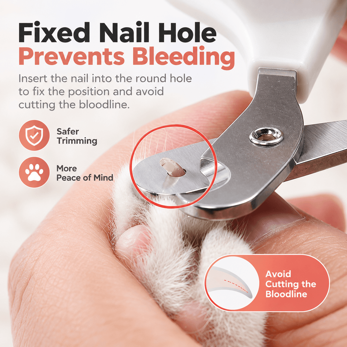 Cat Nail Clippers with Round-Hole Guide & Non-Slip Silicone Grip Fursera