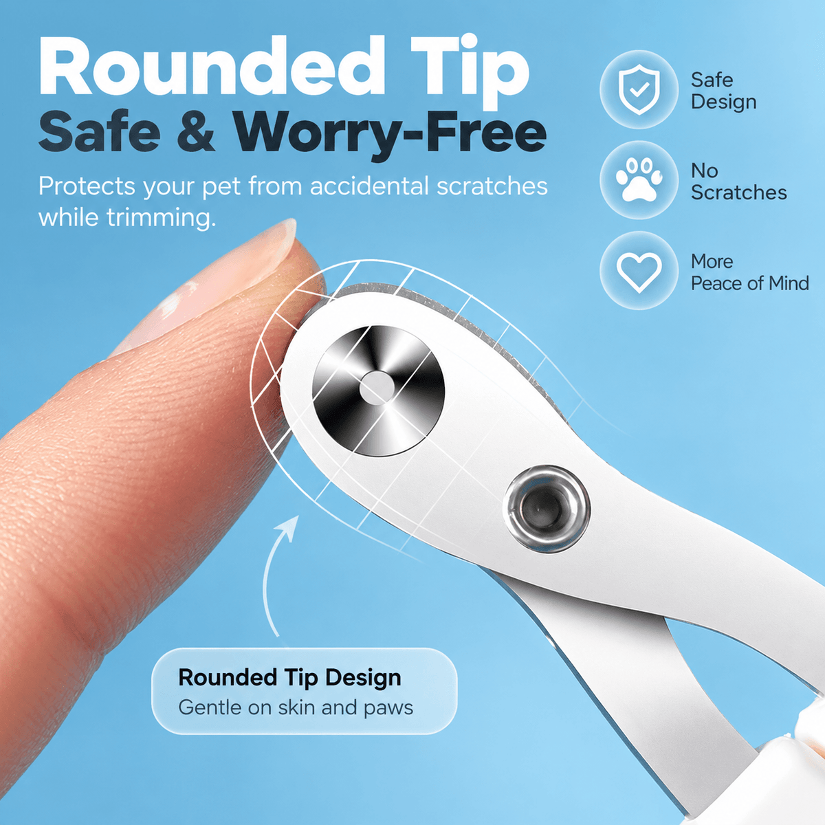 Cat Nail Clippers with Round-Hole Guide & Non-Slip Silicone Grip Fursera
