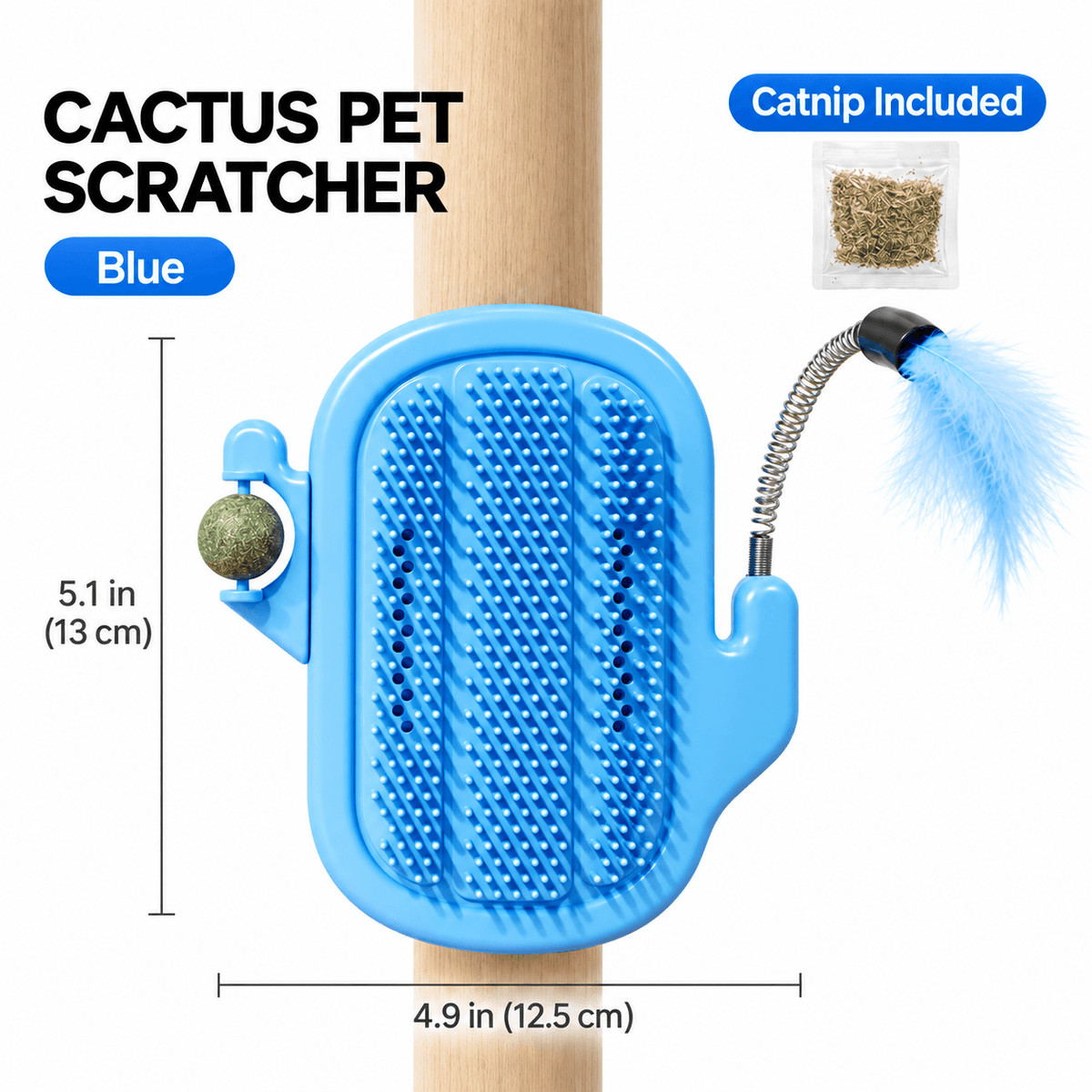 3-in-1 Cactus Cat Corner Groomer with Catnip Ball & Feather Teaser Fursera