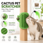 3-in-1 Cactus Cat Corner Groomer with Catnip Ball & Feather Teaser Fursera