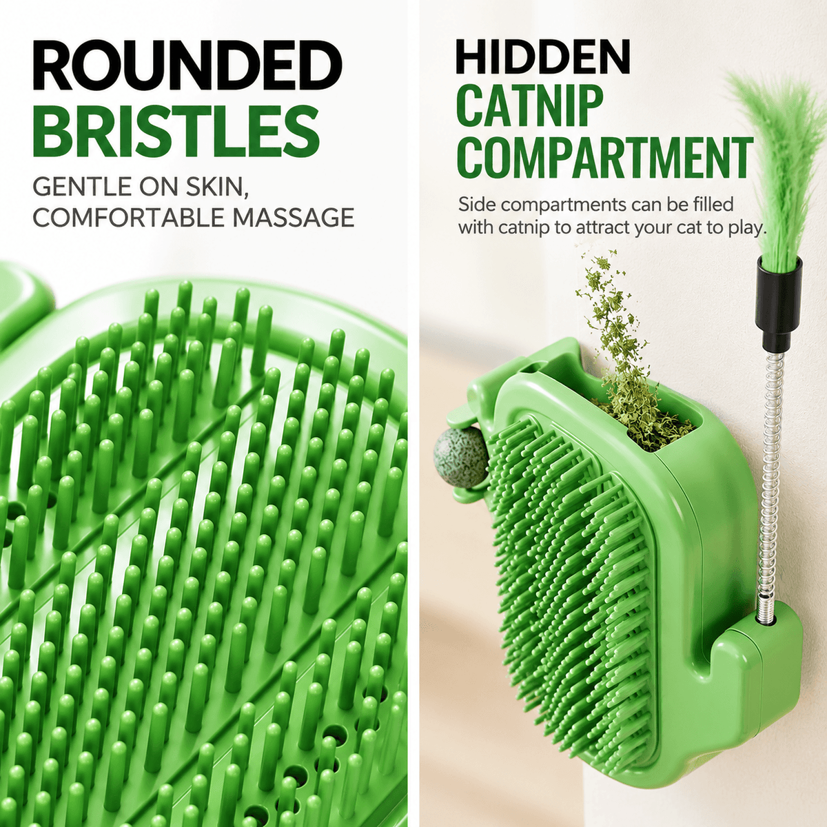 3-in-1 Cactus Cat Corner Groomer with Catnip Ball & Feather Teaser Fursera