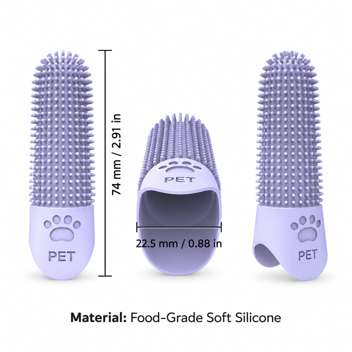 4-Pack 360° Silicone Pet Finger Toothbrush for Dogs & Cats Fursera