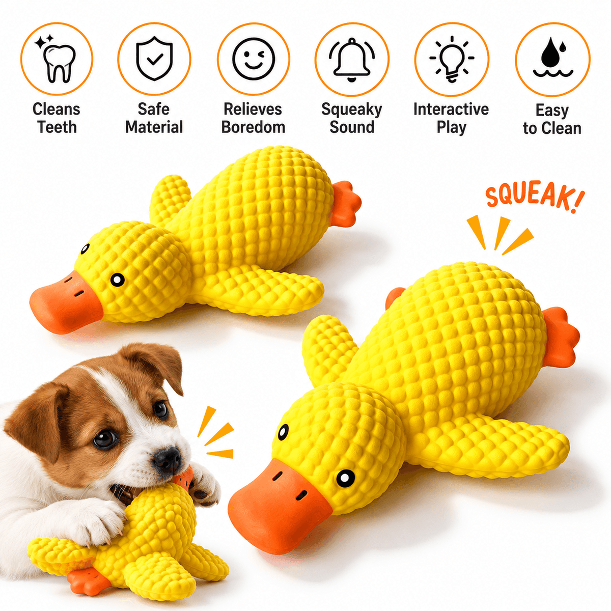 Squeaky Latex Duck Dog Toy Fursera