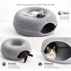 Donut Cat Tunnel Bed – 2-in-1 Felt Cat Cave & Lounge Fursera