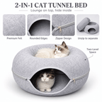 Donut Cat Tunnel Bed – 2-in-1 Felt Cat Cave & Lounge Fursera