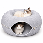 Donut Cat Tunnel Bed – 2-in-1 Felt Cat Cave & Lounge Fursera