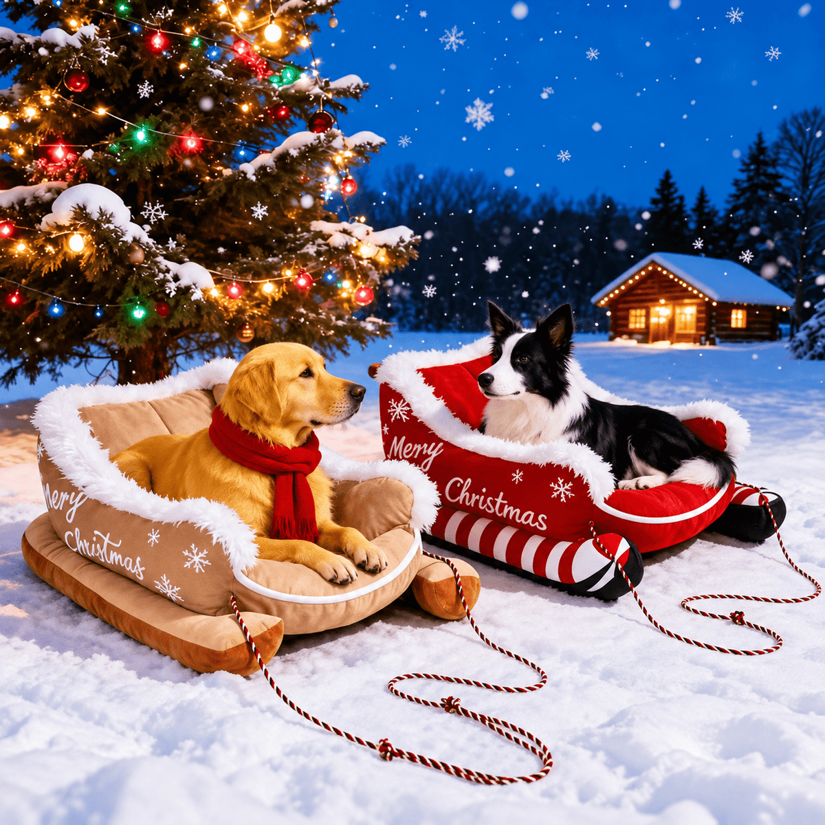 Christmas Sleigh Pet Bed for Dogs & Cats Fursera