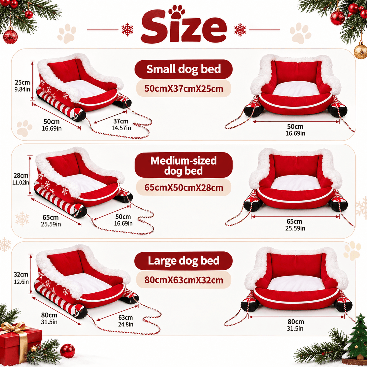 Christmas Sleigh Pet Bed for Dogs & Cats Fursera