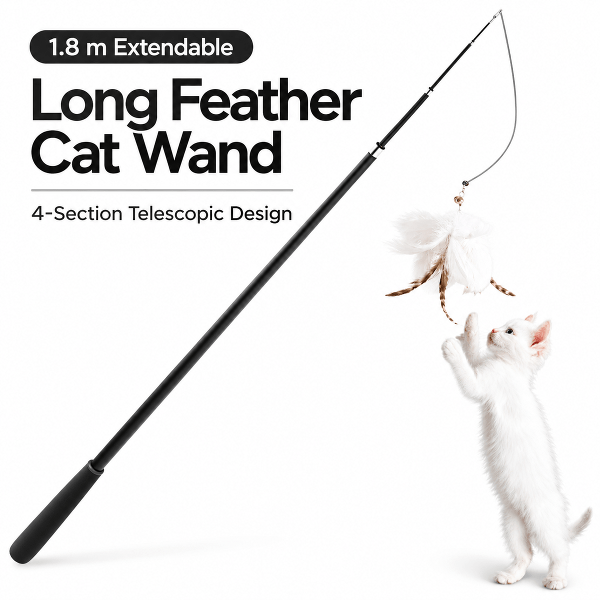 Extra-Long Telescopic Feather Cat Wand Fursera