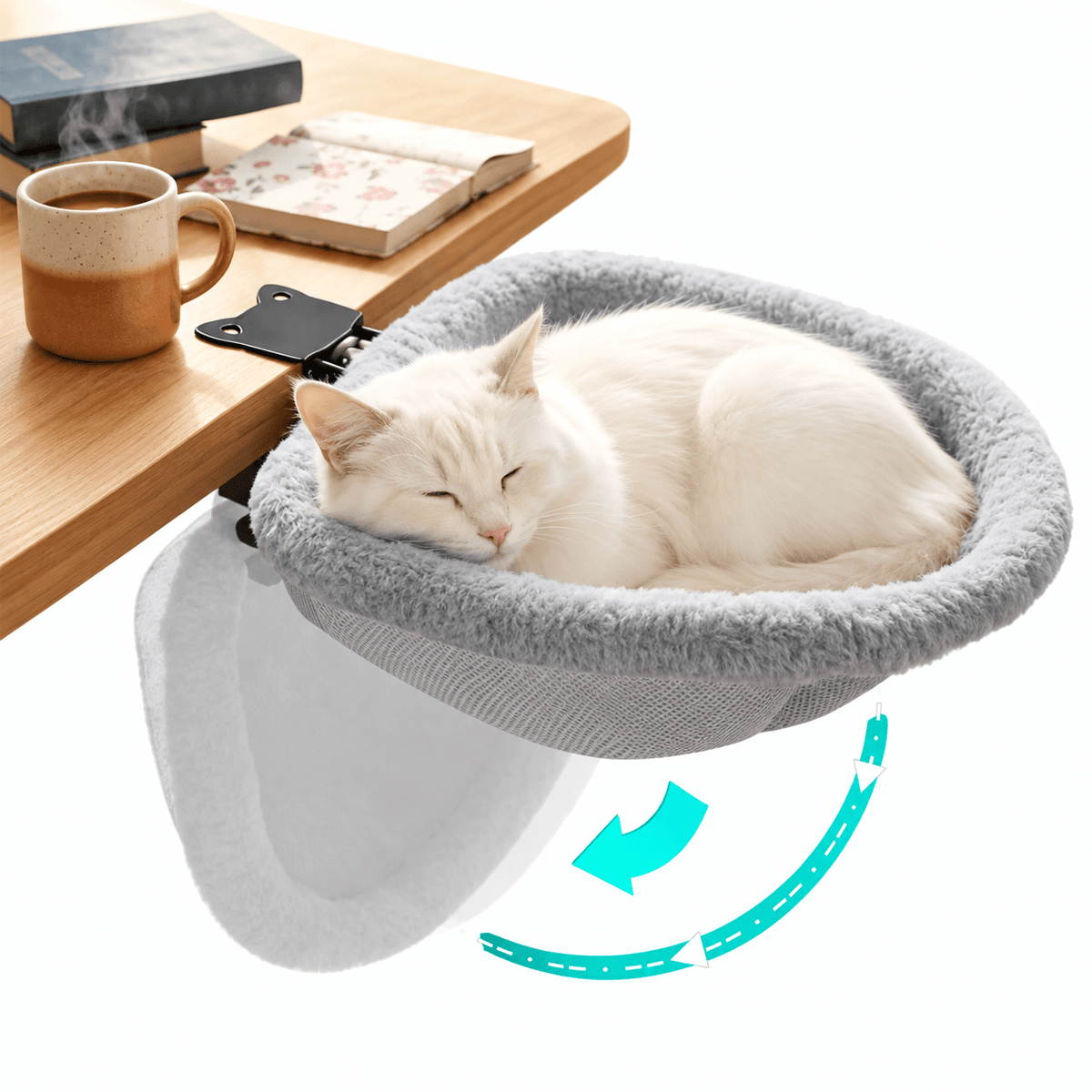 Foldable Desk Cat Bed – Clamp-On Cat Hammock Fursera