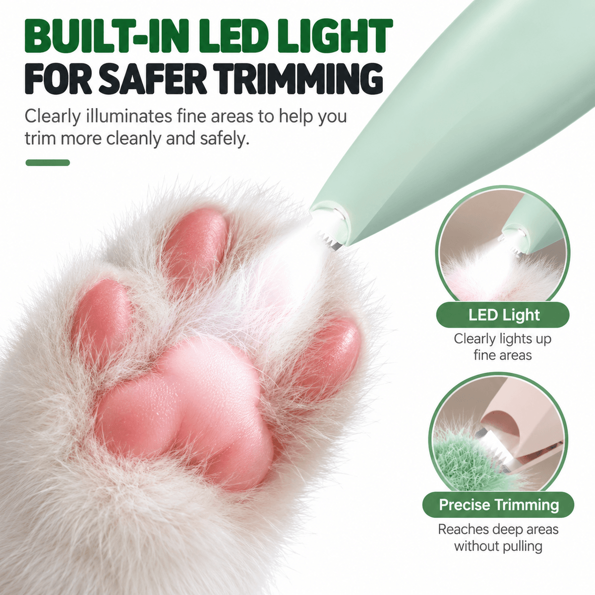Rechargeable LED Pet Paw Trimmer for Dogs & Cats Fursera