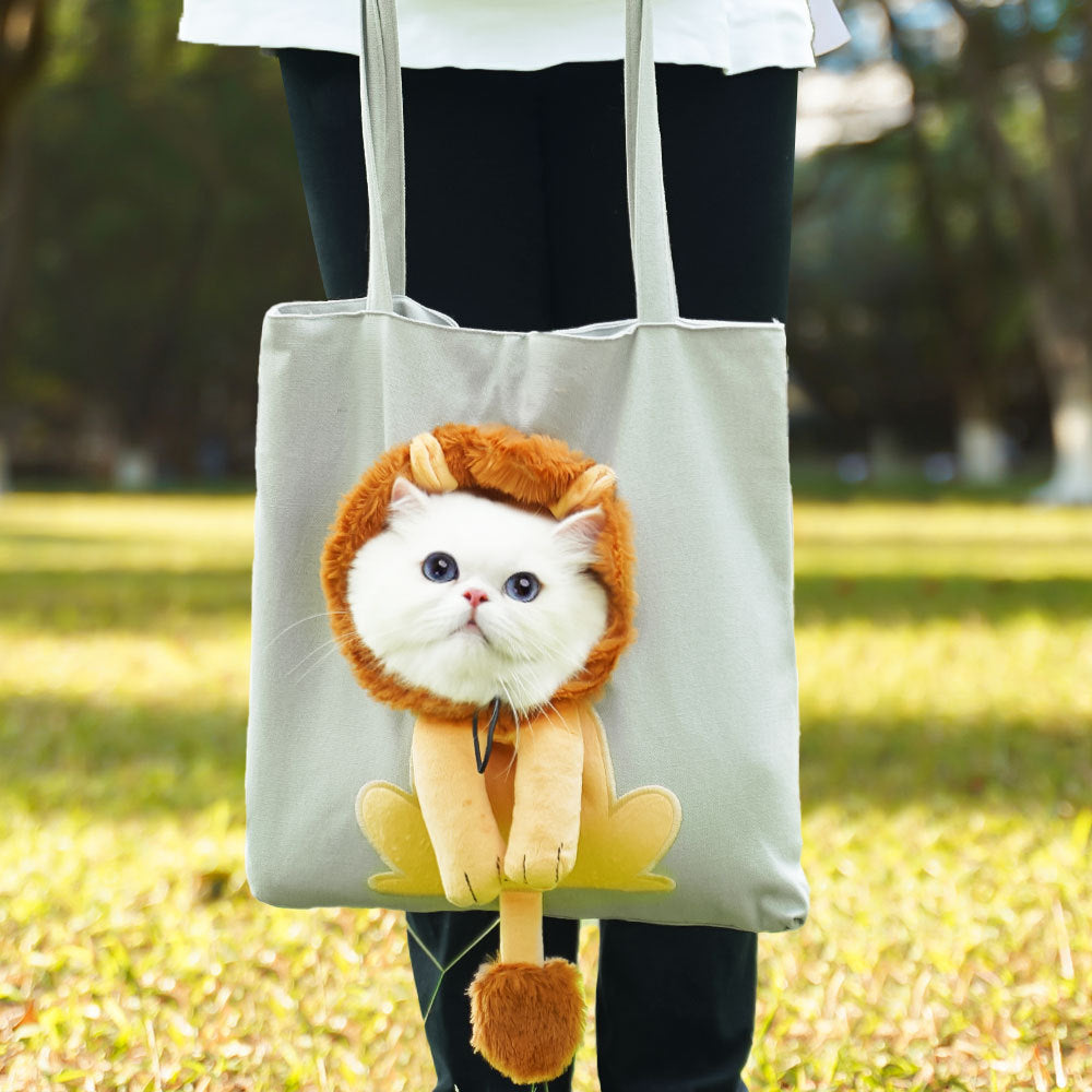 Cute Character Pet Carrier Tote Bag – Canvas Shoulder Bag for Cats & Small Dogs Fursera