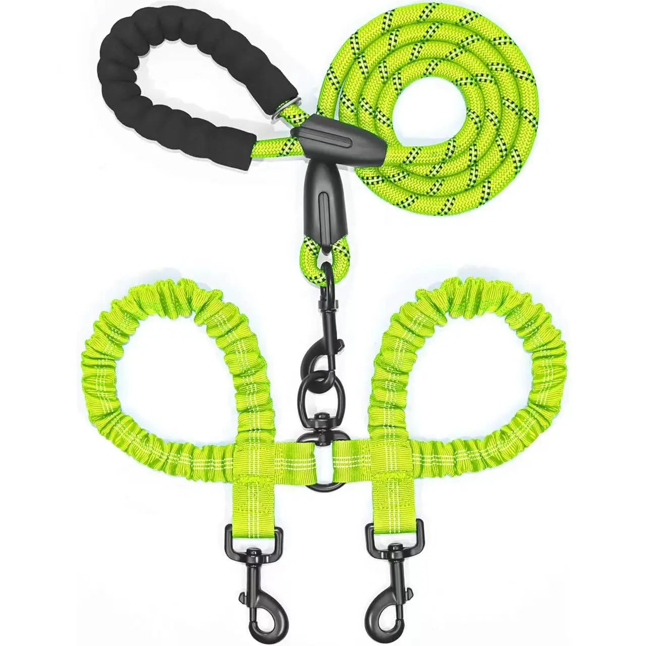 Dual Dog Leash – No-Tangle 360° Swivel Bungee Leash for Two Dogs