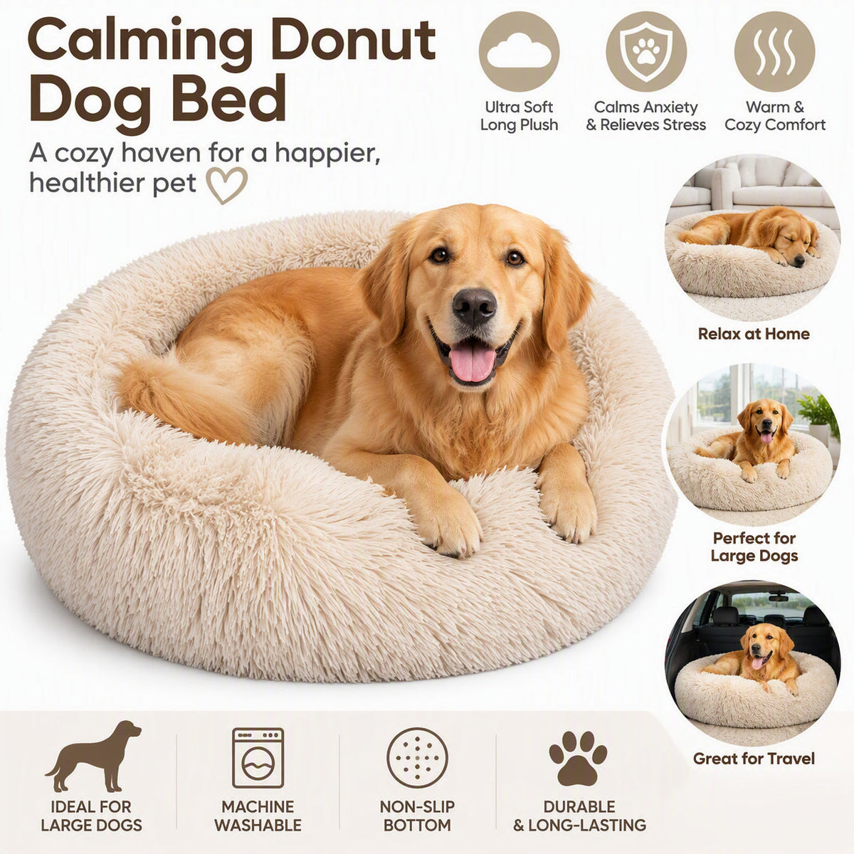 Cloud Calming Donut Bed - Anxiety Relieving Dog Bed Fursera