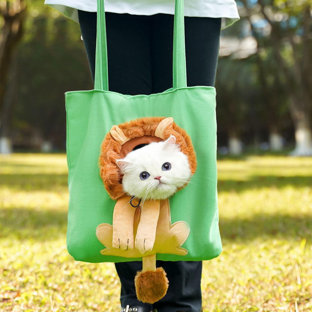 Cute Character Pet Carrier Tote Bag – Canvas Shoulder Bag for Cats & Small Dogs Fursera