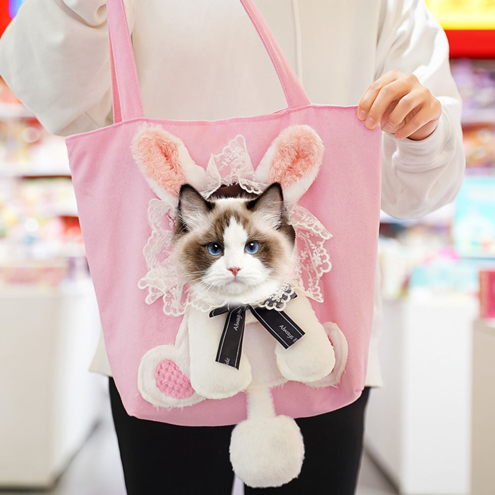 Cute Character Pet Carrier Tote Bag – Canvas Shoulder Bag for Cats & Small Dogs Fursera