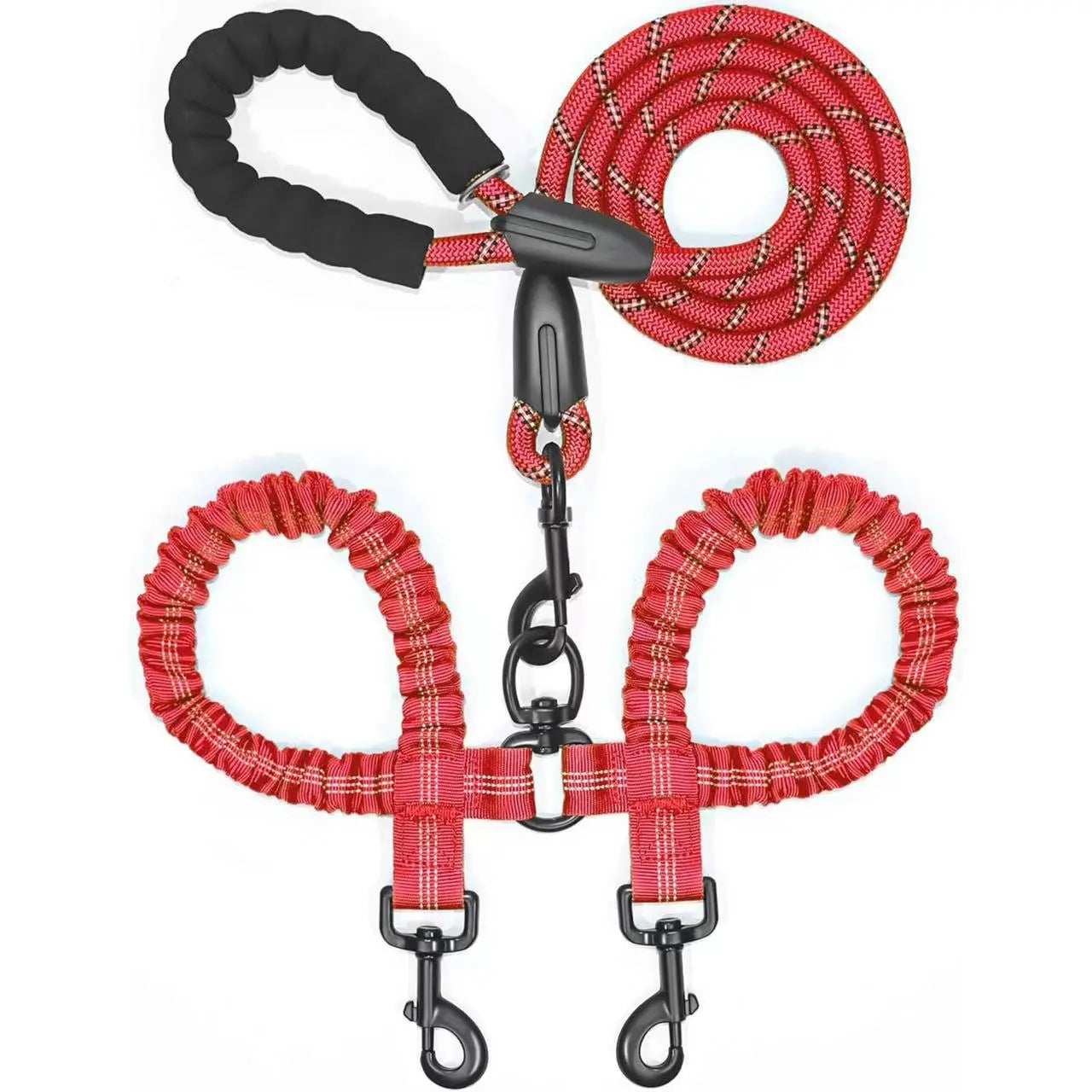 Dual Dog Leash – No-Tangle 360° Swivel Bungee Leash for Two Dogs