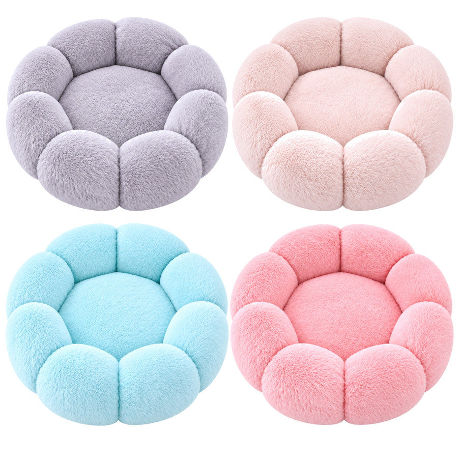 Flower-Shaped Pet Bed for Cats & Small Dogs – Soft Fleece Donut Bed Fursera