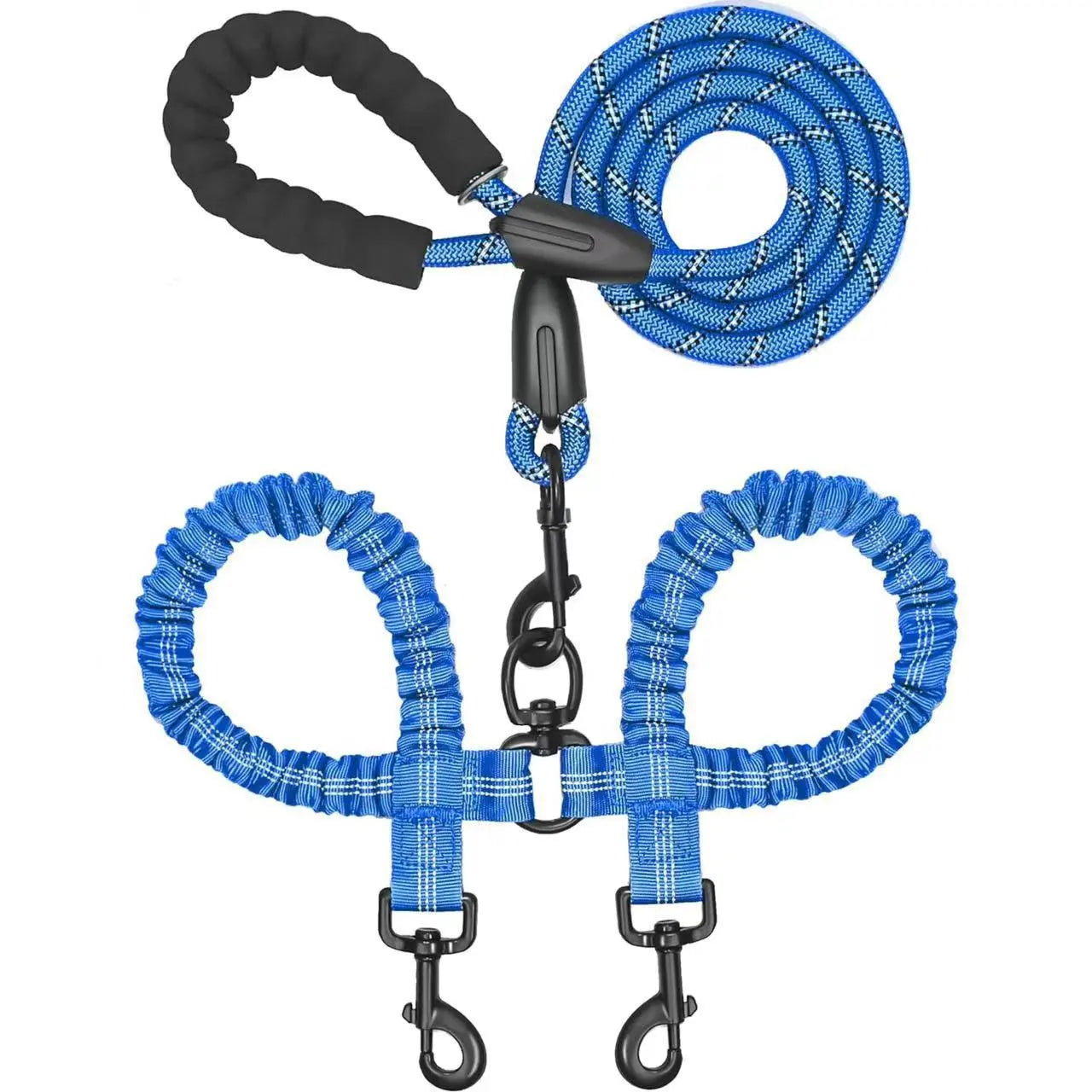Dual Dog Leash – No-Tangle 360° Swivel Bungee Leash for Two Dogs
