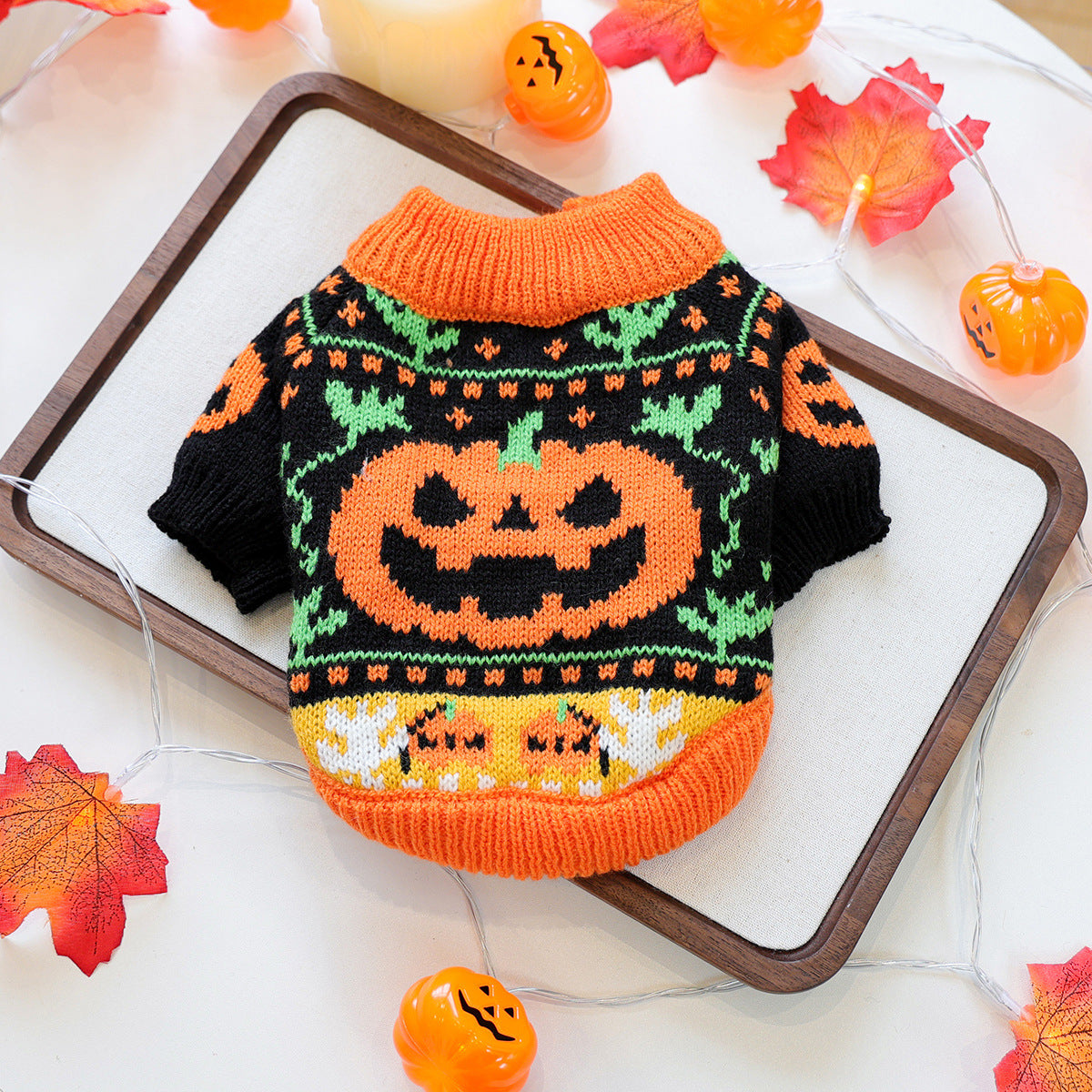 Halloween Pumpkin Pet Sweater for Cats & Small Dogs Fursera