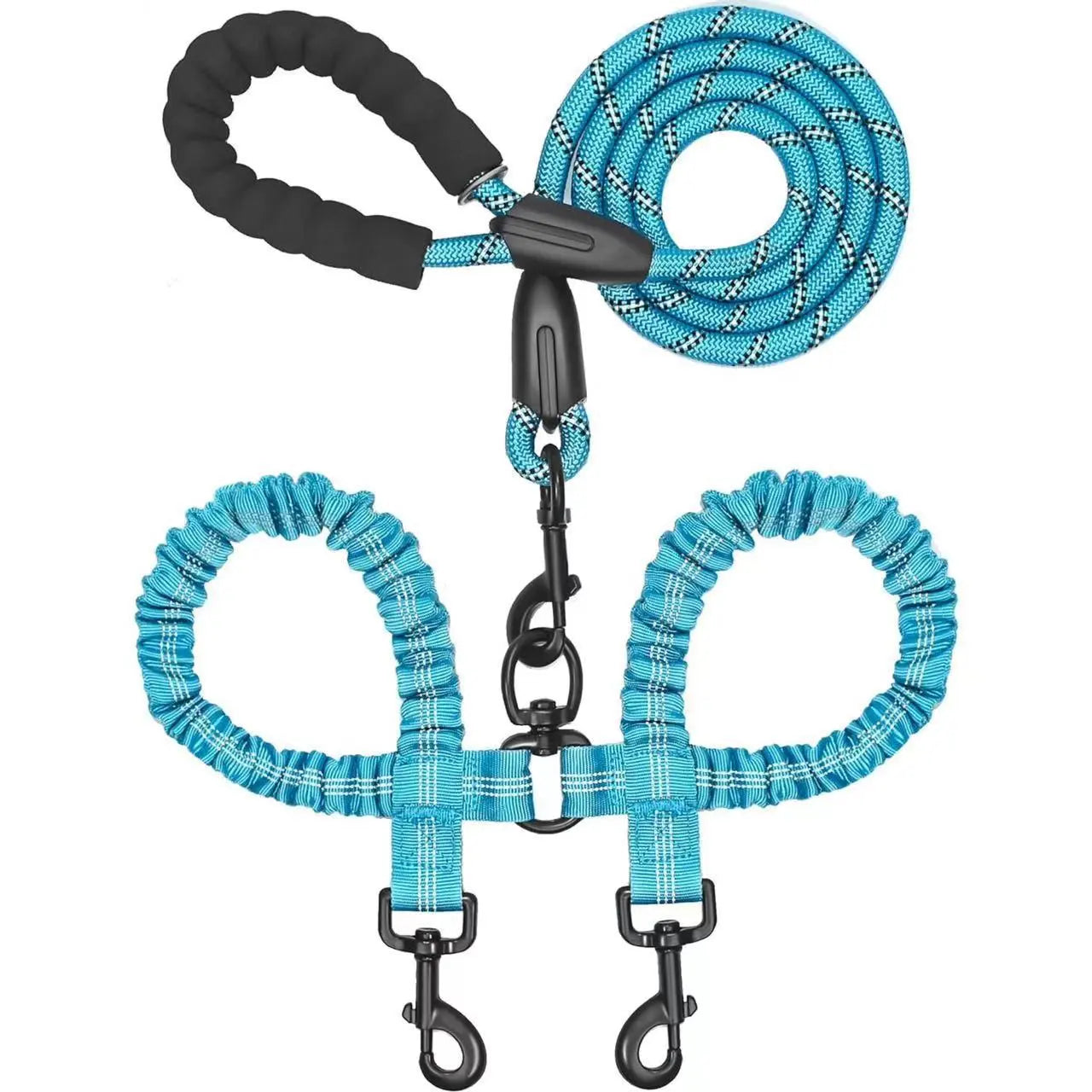 Dual Dog Leash – No-Tangle 360° Swivel Bungee Leash for Two Dogs