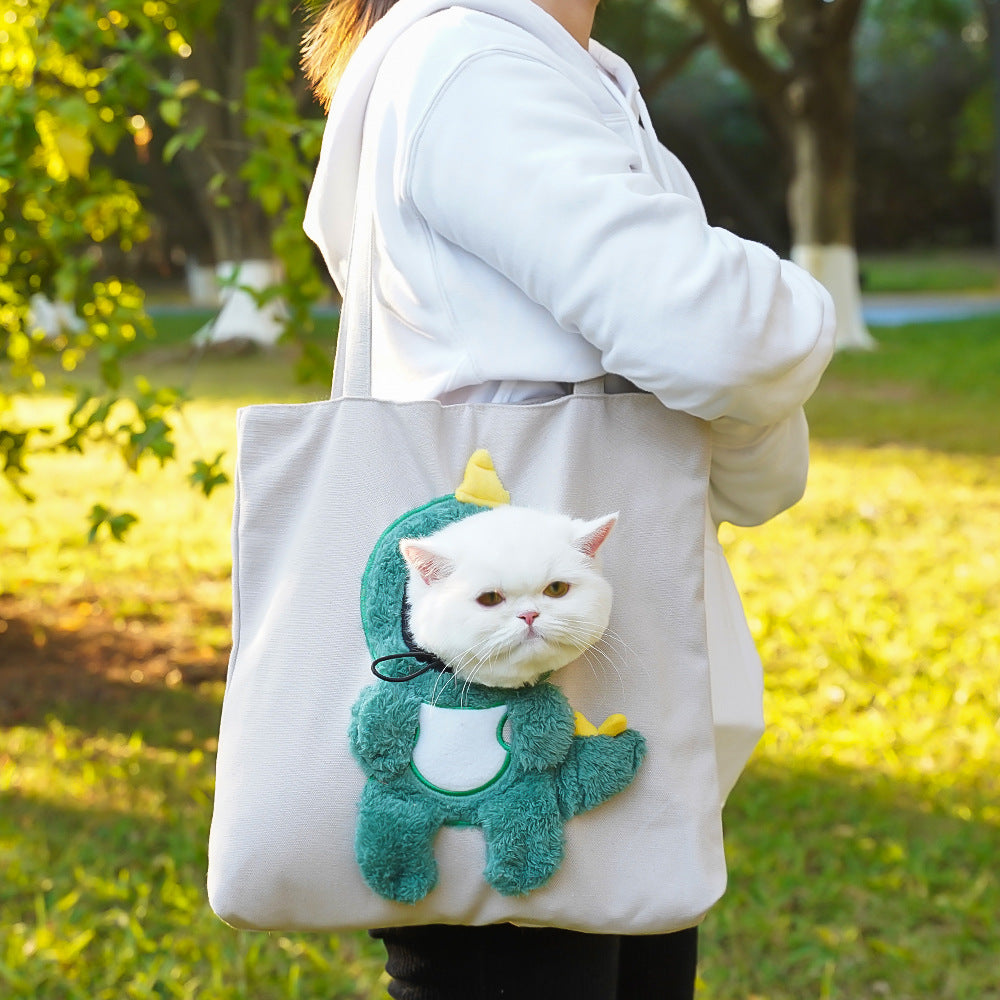 Cute Character Pet Carrier Tote Bag – Canvas Shoulder Bag for Cats & Small Dogs Fursera