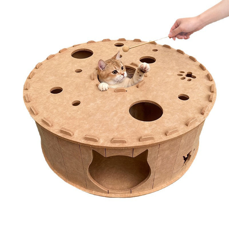 Felt Cat Tunnel & Hideaway – 2-in-1 Interactive Playhouse & Cozy Bed Fursera