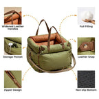 Dog Car Seat Bed – Faux Leather Booster Seat for Safe Travel