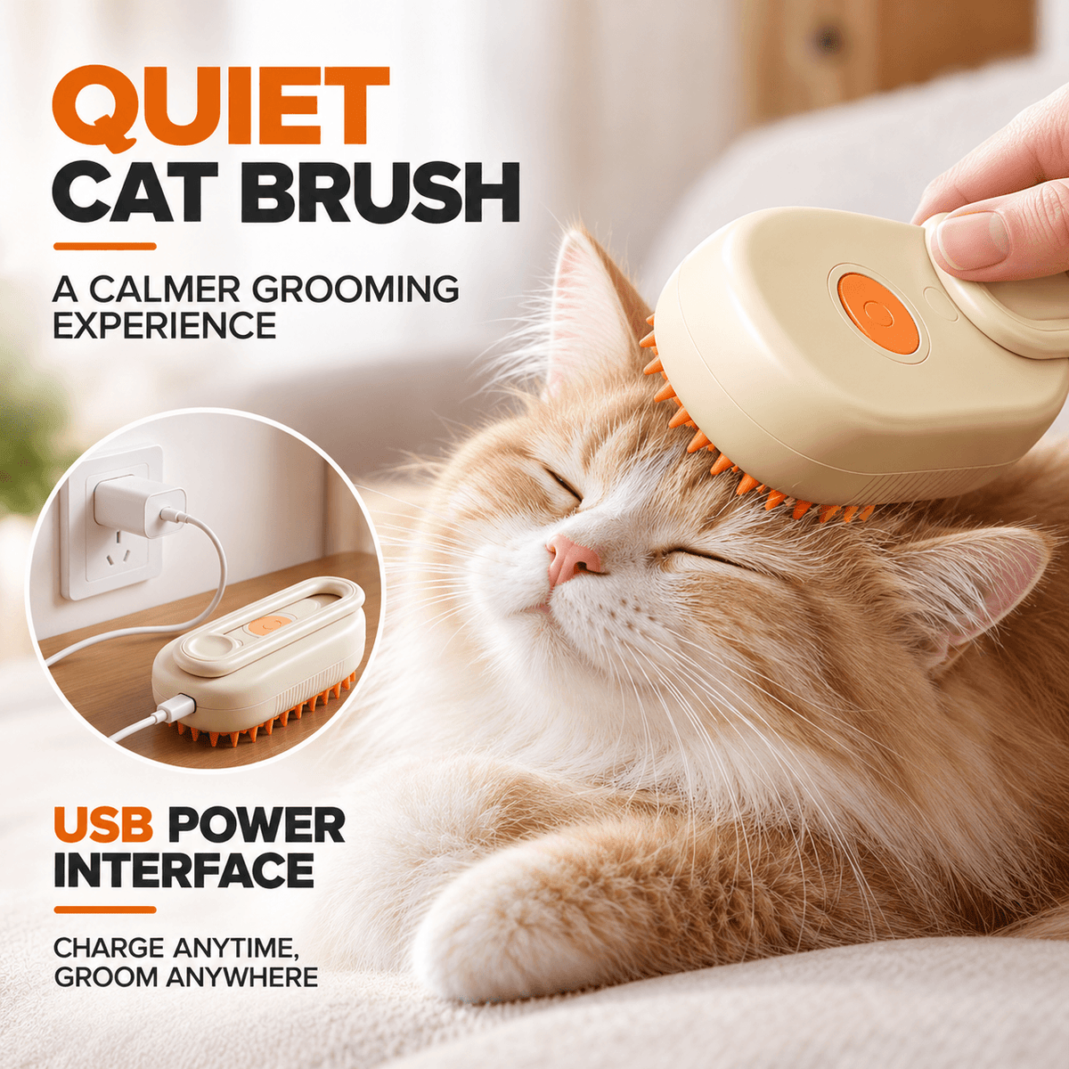 3-in-1 Pet Spray Brush for Cats & Dogs – Groom, Massage & Remove Loose Fur Fursera