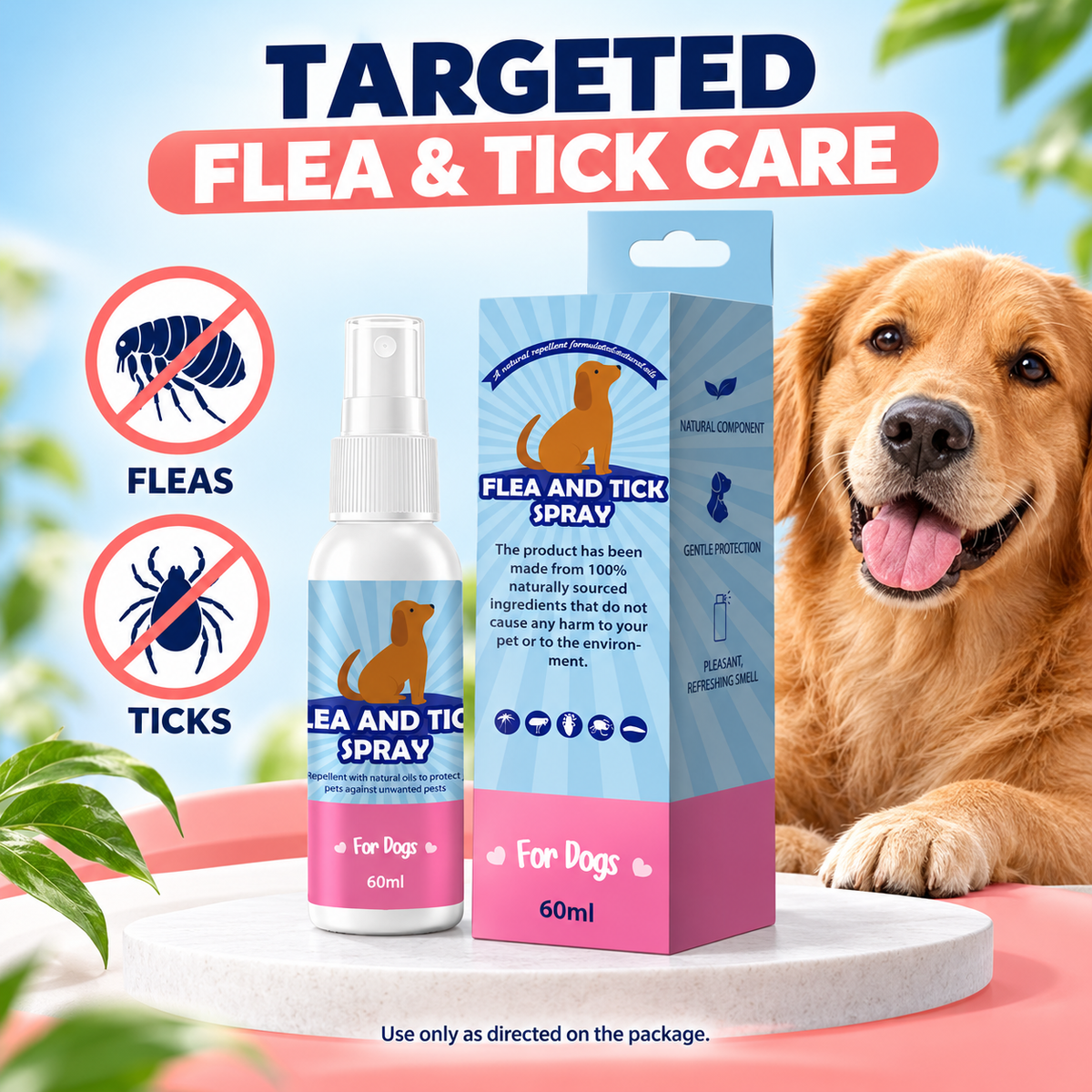 Flea & Tick Spray – Choose Dog or Cat Formula, 2 fl oz (60 mL) Fursera