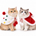 Christmas Hooded Pet Cape for Cats & Small Dogs – Pom-Pom Costume Fursera