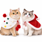 Christmas Hooded Pet Cape for Cats & Small Dogs – Pom-Pom Costume Fursera