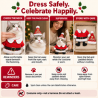 Christmas Pet Santa Costume & Sequin Hat for Cats and Small Dogs Fursera
