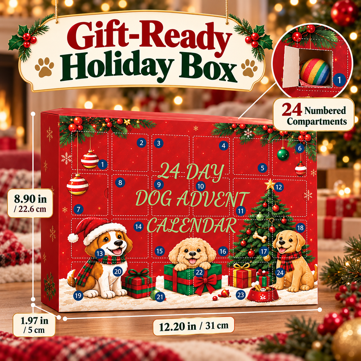 24-Day Pet Advent Calendar for Cats & Dogs – Christmas Toys & Accessories Fursera