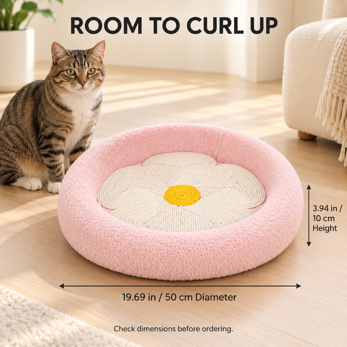 Flower Cat Scratcher Lounge – 2-in-1 Round Cat Scratching Bed Fursera