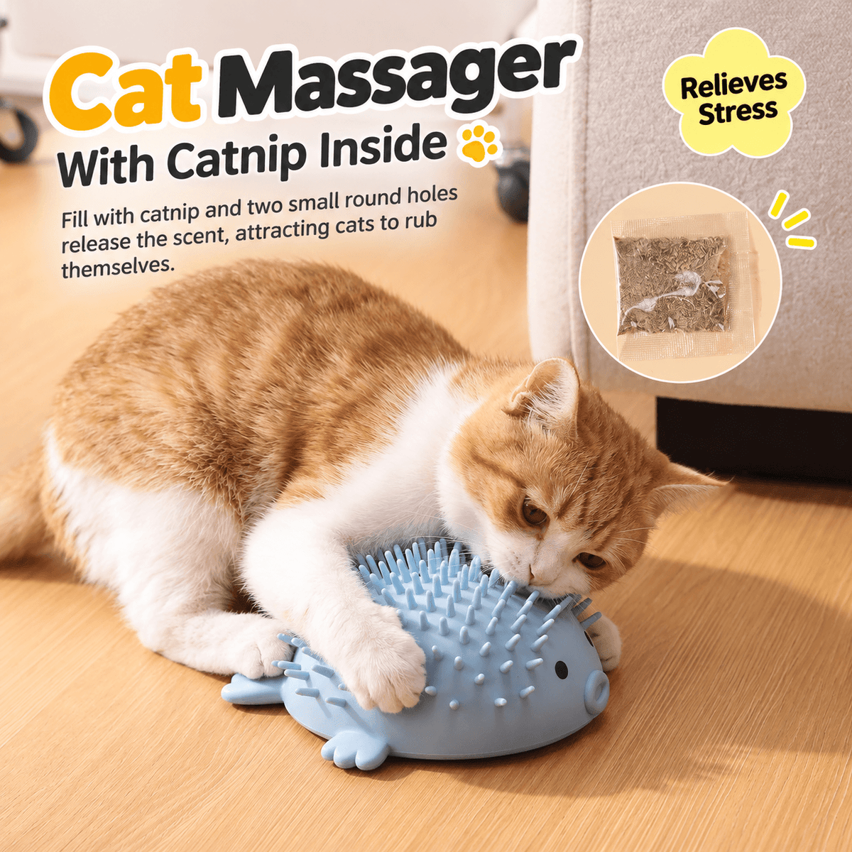 Pufferfish Cat Self-Grooming Brush with Catnip Fursera