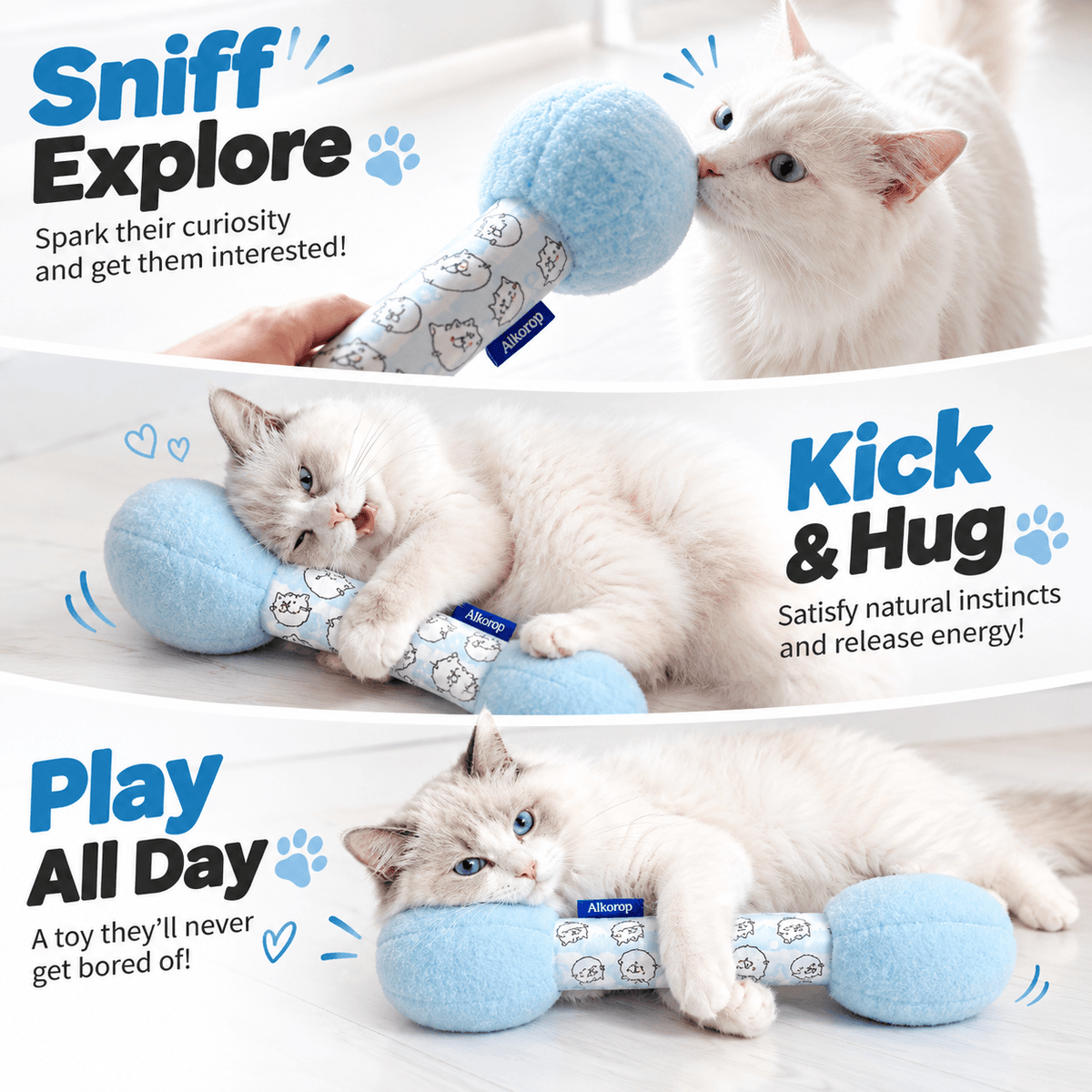 Catnip Kicker Toy – 15.7-Inch Plush Dumbbell for Cats Fursera