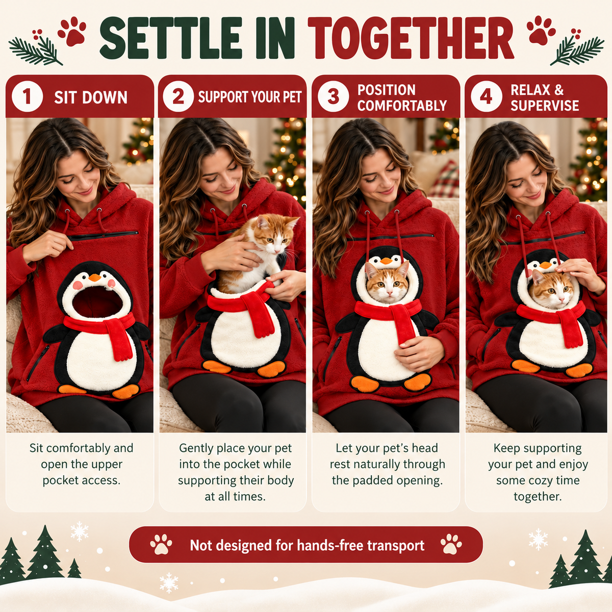 Christmas Pet Pocket Hoodie with 3D Holiday Designs Fursera