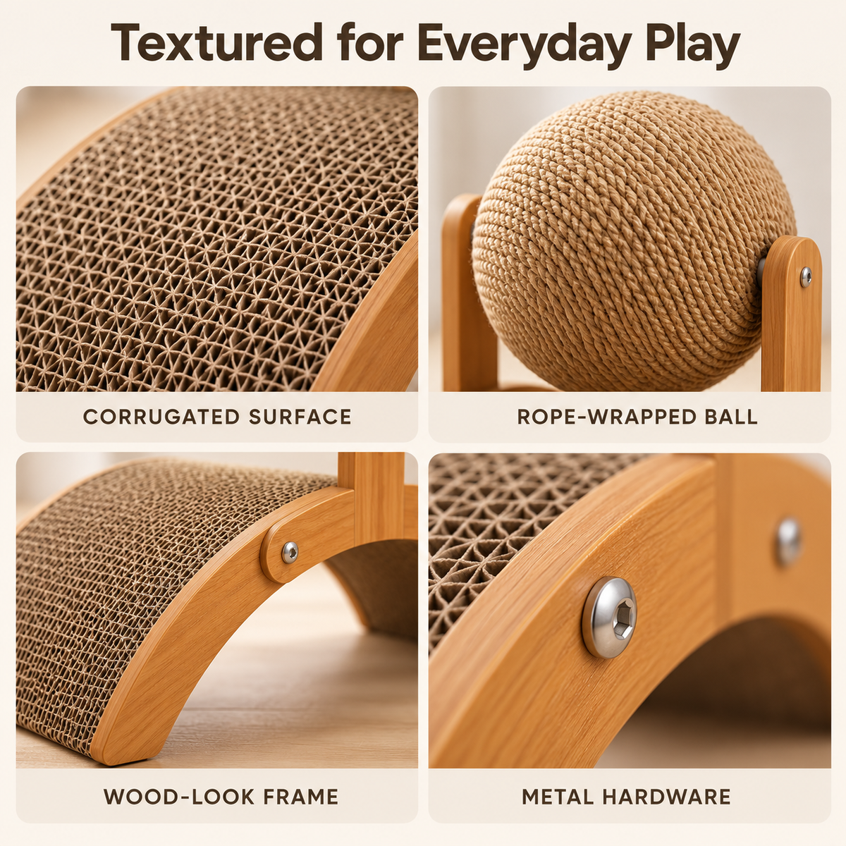 Arch Cardboard Cat Scratcher with Rotating Rope Ball Fursera