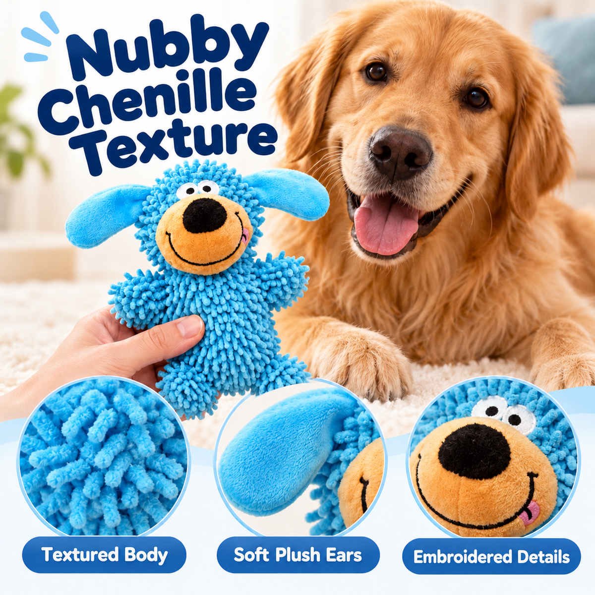 Giggling Plush Dog Toy – Soft Chenille Interactive Toy Fursera