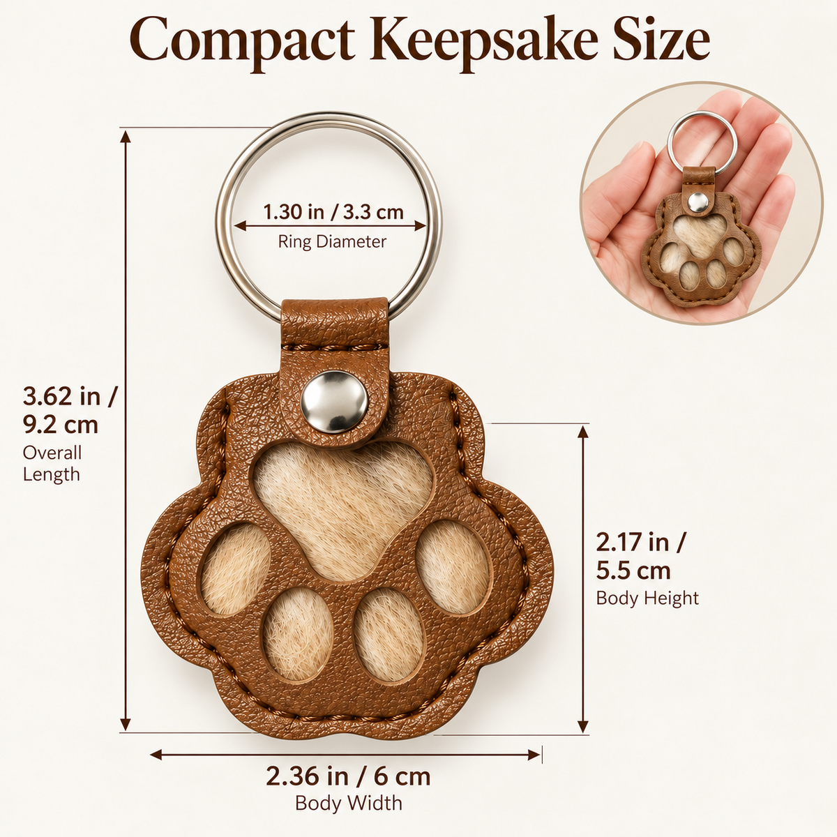 Pet Hair Keepsake Keychain – Paw-Shaped Fur Holder for Dogs & Cats Fursera
