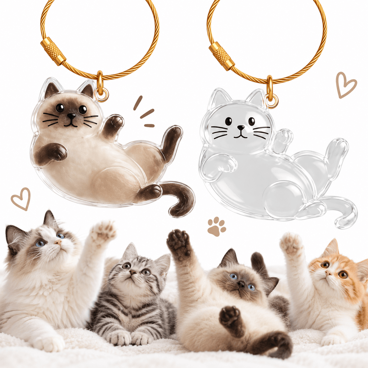 Pet Fur Keepsake Keychains – 2-Pack Cat-Shaped Charms Fursera