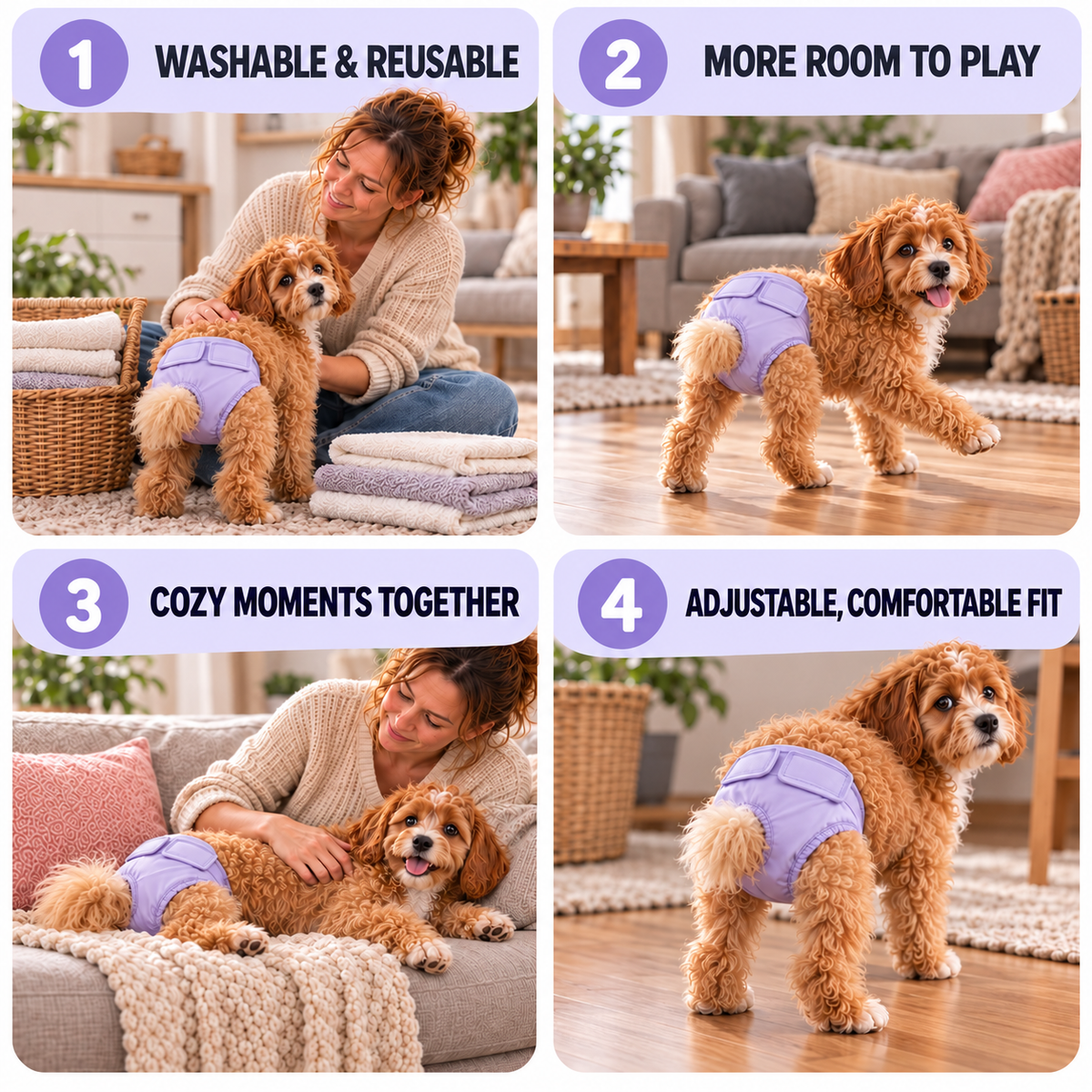 Washable & Reusable Dog Diaper – Soft, Absorbent & Adjustable Fursera